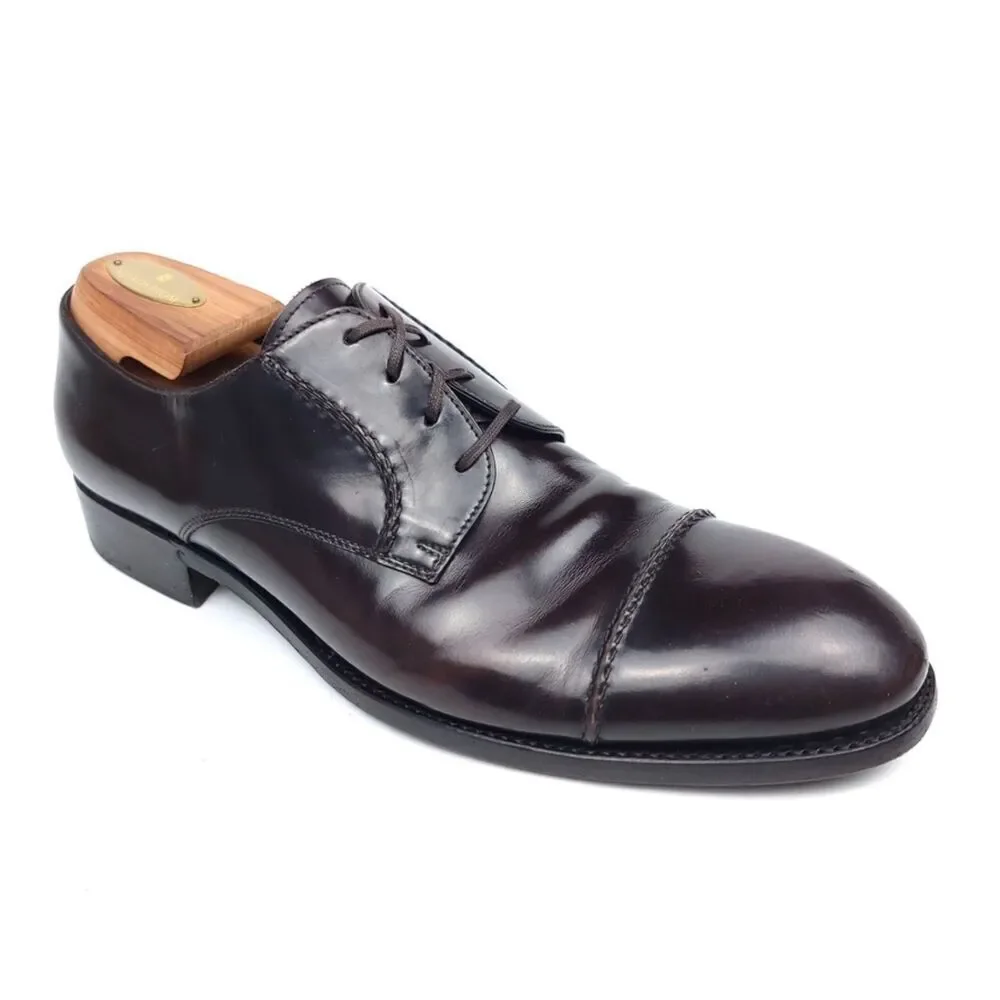 ERMENEGILDO ZEGNA Cap Toe Brown Leather Old Money Oxford Shoes 9 Quiet Luxury
